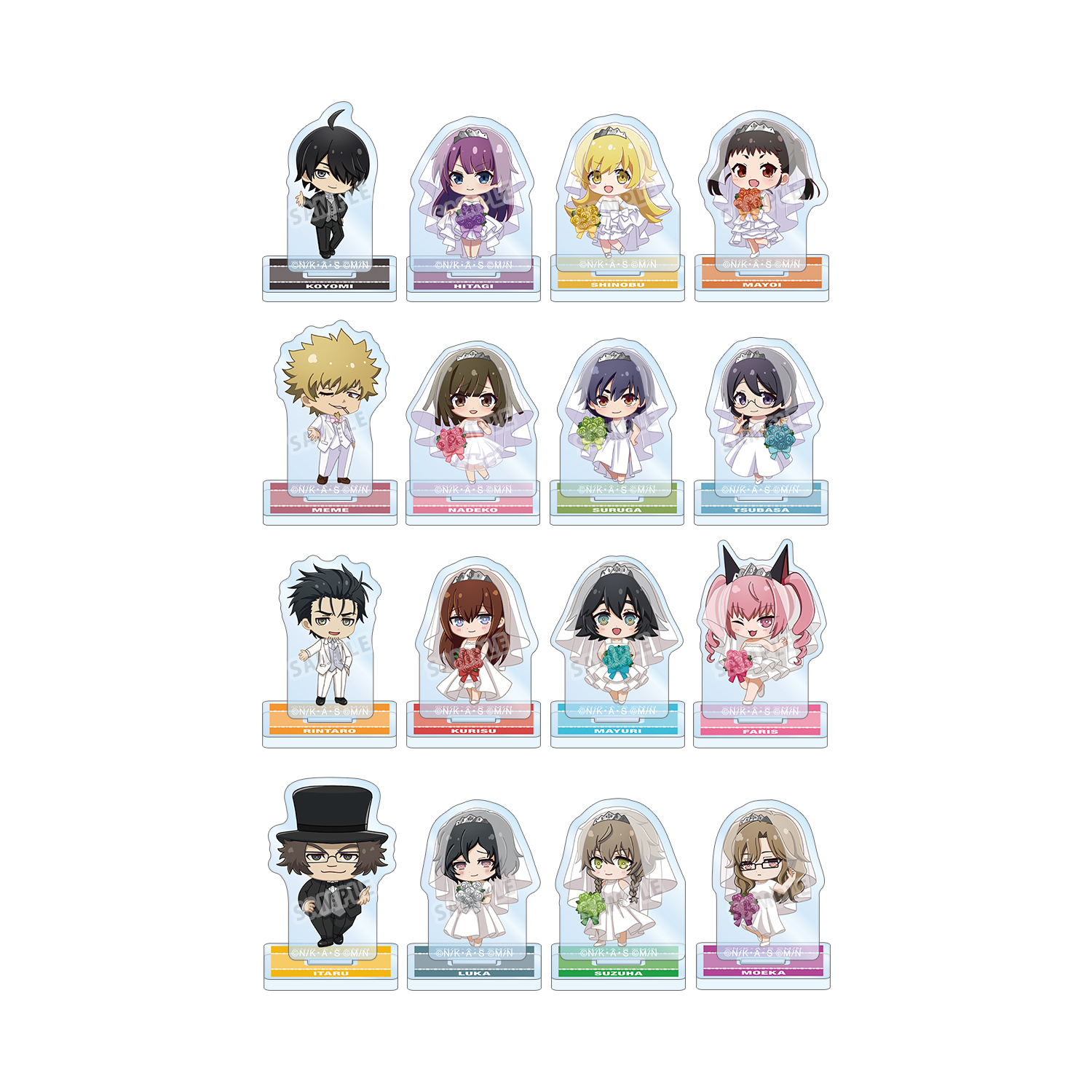 物語シリーズ×STEINS;GATE トレーディング ちびキャラ ウェディングドレス&タキシードver. ミニアクリルスタンド