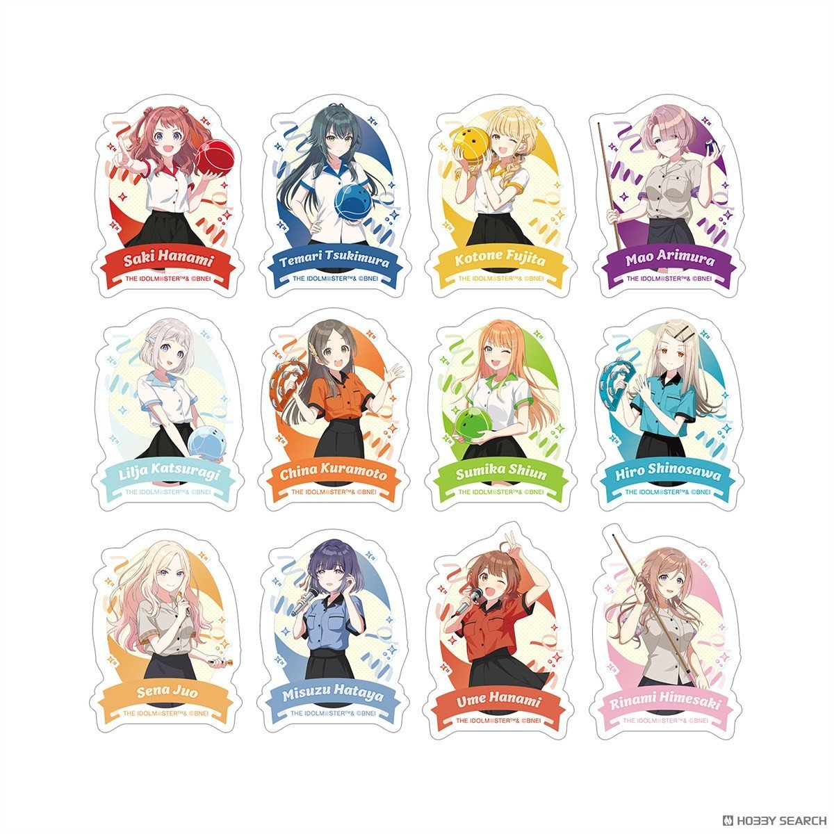 学園アイドルマスター 描き下ろし ボウリングシャツver. トレーディングダイカットステッカー