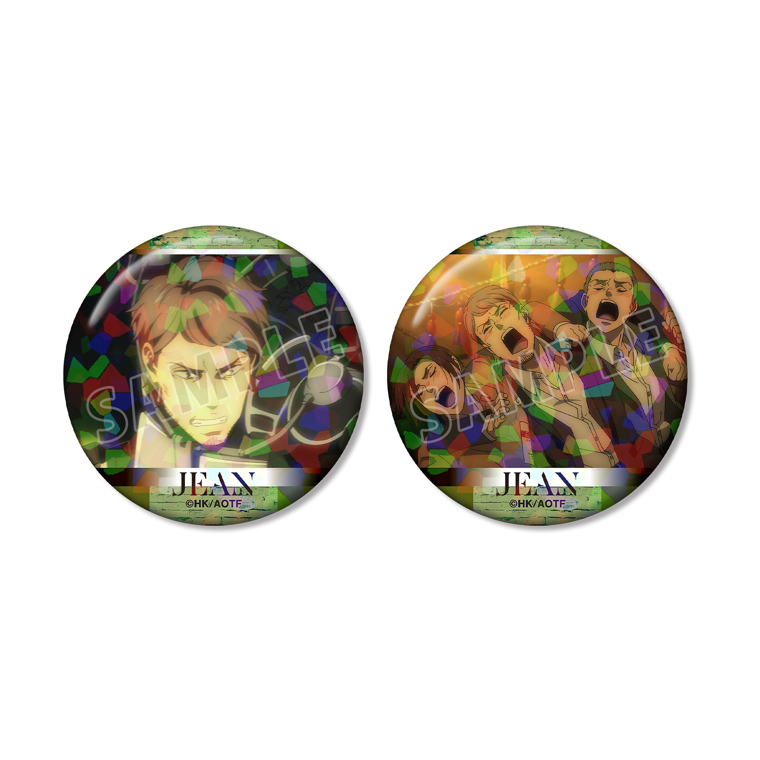 進撃の巨人 ジャン 場面写ホログラム缶バッジ2個セット