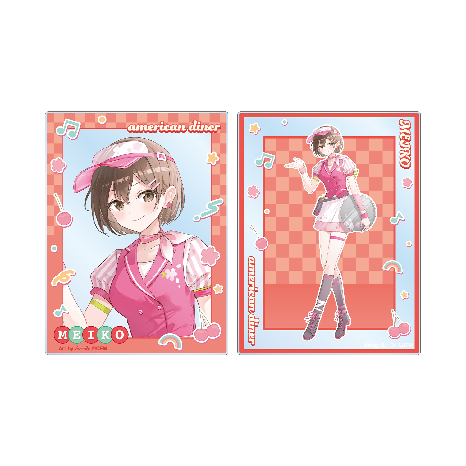 桜ミク 描き下ろし MEIKO アメリカンダイナーver. Art by ふーみ アクリルカード2枚セット
