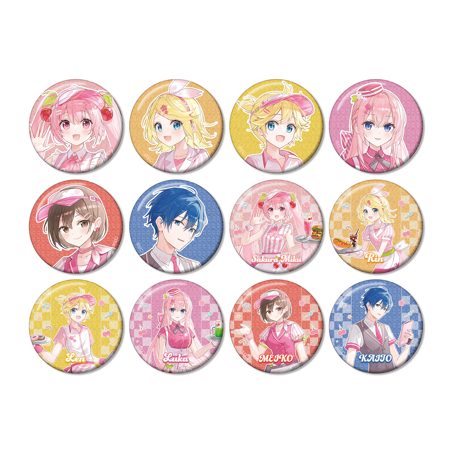 桜ミク 描き下ろし アメリカンダイナーver. Art by ふーみ トレーディンググリッター缶バッジ