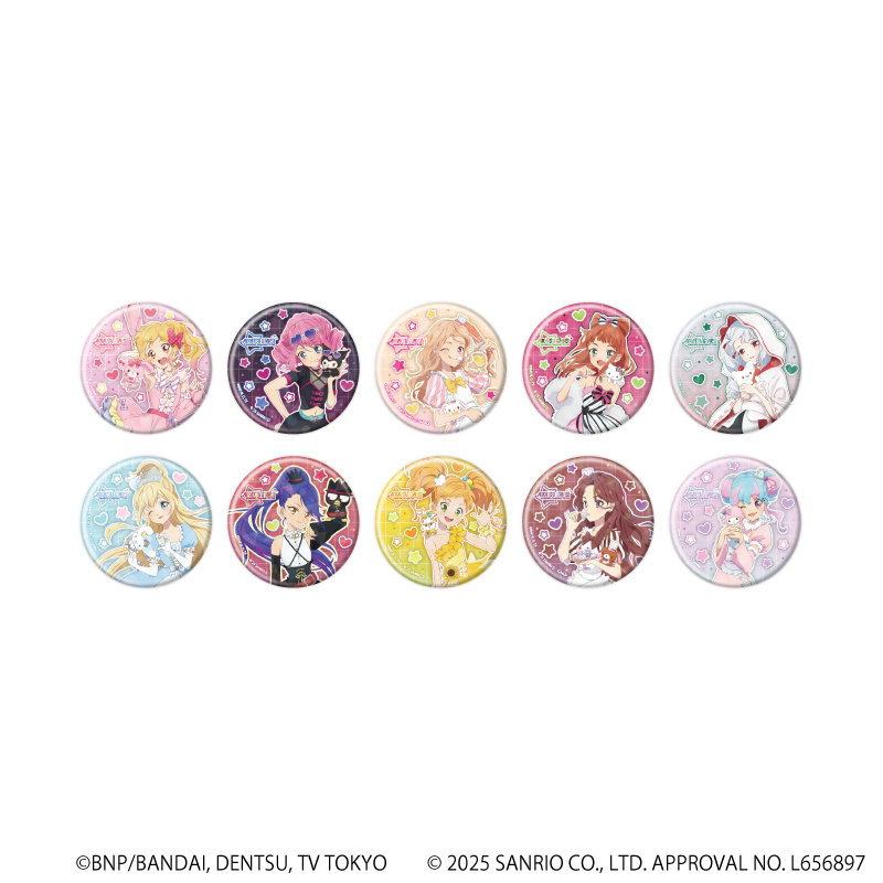 ホログラム缶バッジ(57mm)「アイカツスターズ！×サンリオキャラクターズ」01/トレーディング(全10種)(コラボイラスト(等身))