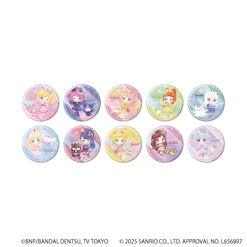 ホログラム缶バッジ(57mm)「アイカツスターズ！×サンリオキャラクターズ」02/トレーディング(全10種)(コラボイラスト(ミニキャラ))